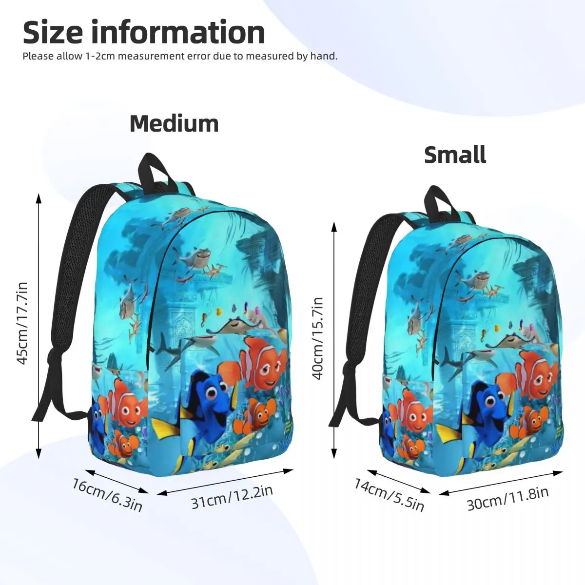 Finding Nemo Dory y Nemo-mochila universitaria impermeable de alta capacidad, bolsa de viaje para ordenador portátil, 15 pulgadas, 17 pulgadas, nueva moda