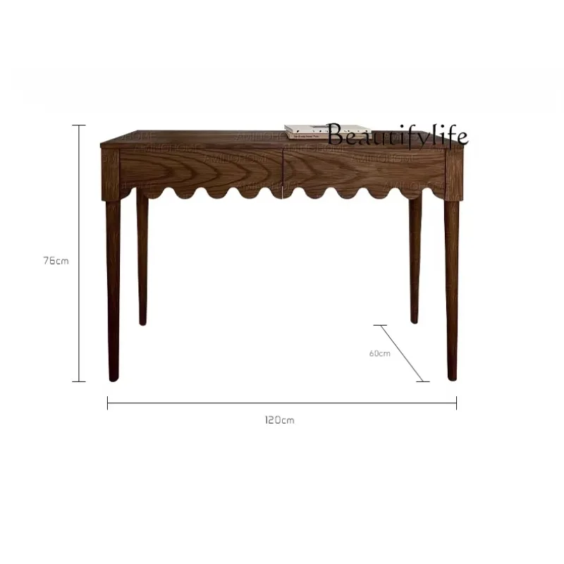 

X36 Medieval Style Solid Wood Desk French Small Apartment Design Wabi-sabi Wind Porch Long Table