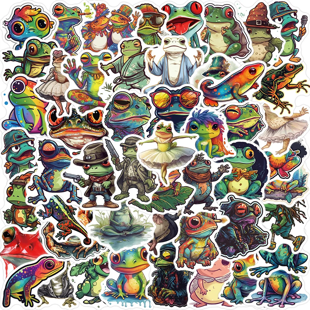 

10/50PCS Colorful Trippy Frog Stickers Aesthetic Waterproof Sticker For Laptop,Guitar,Skateboard,Phone，Luggage，Water Cup Decals