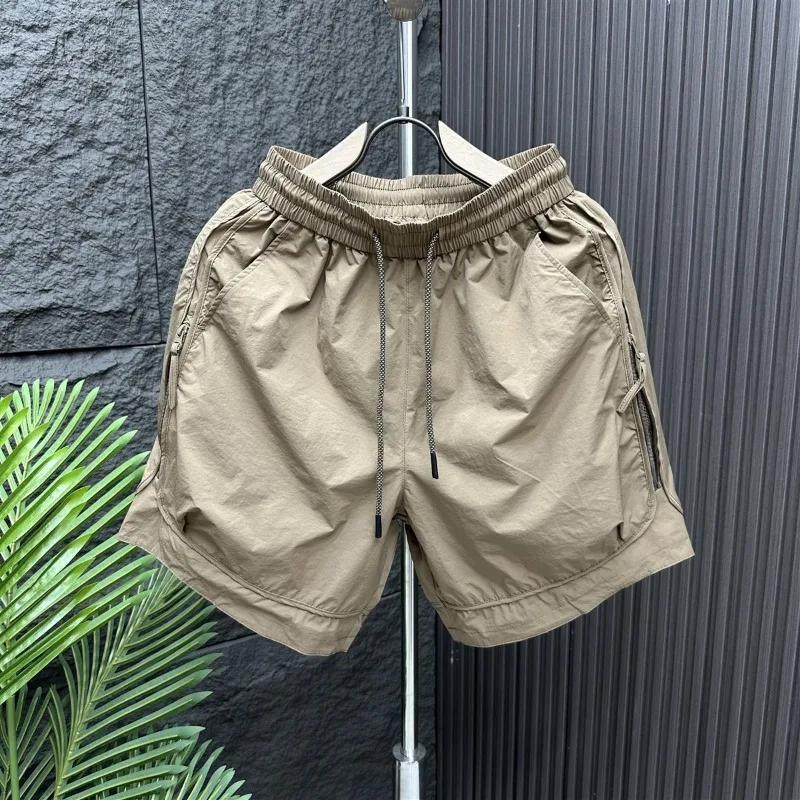 

American Retro Casual Workwear Men's Shorts for Summer Beach Lightweight Plus-Size with Zipper Decor Knee-Length Comfort 150kg