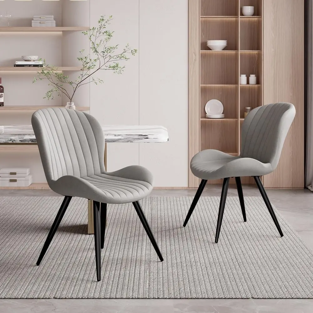 

Dining Chairs Set of 2, Modern Dining Room Chairs Comfy Backrest Thick Upholstered Kitchen Chairs 19IN Height with Metal Legs G