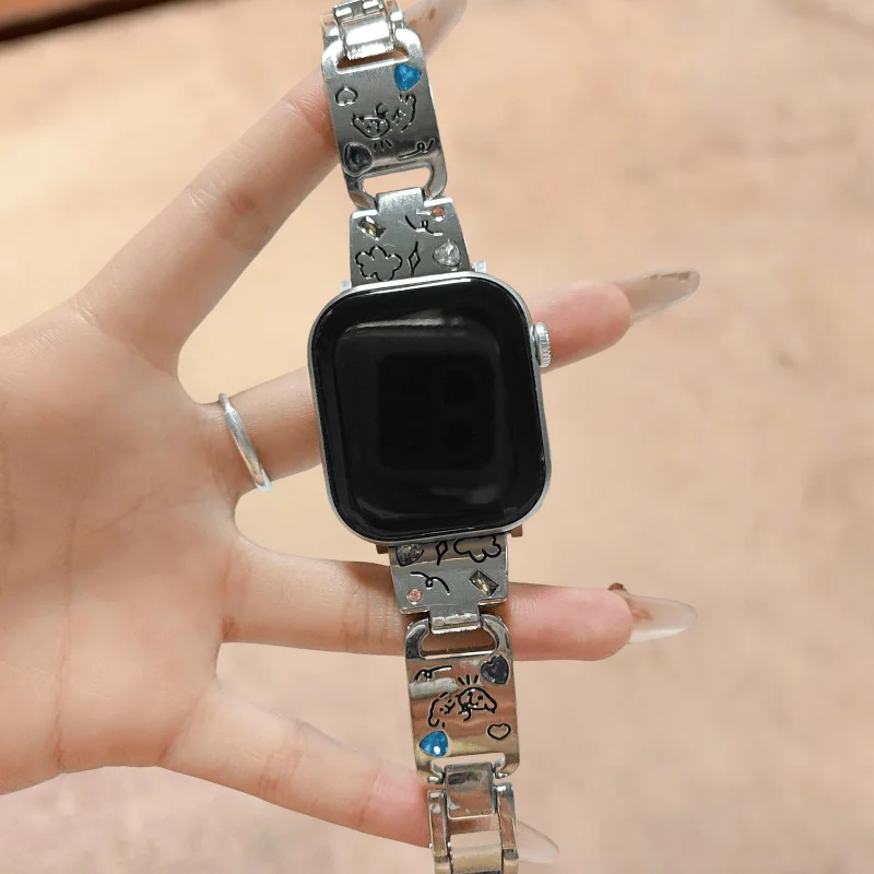 

New minimalist metal strap compatible with iWatch Strap 38mm 40mm 41mm 42mm 44mm 45mm 49mm Fashion Strap