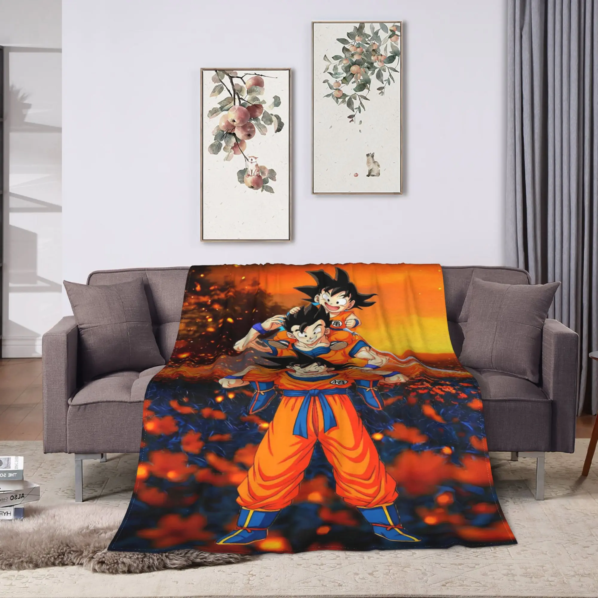 D-Dragons Ball Anime Flannel Blanket  Soft Durable Throw Blanket for Couch Bed Picnic Novelty Bedspread Sofa Bed Cover