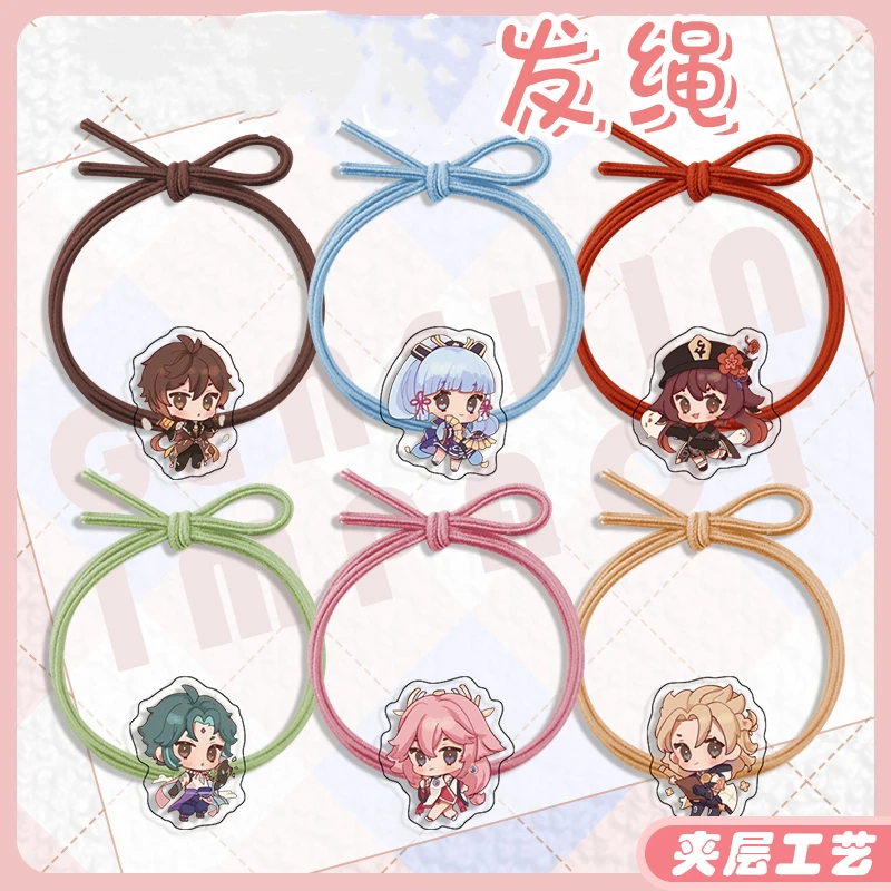 

Anime Genshin Impact Headwear Kaedehara Kazuha Kamizato Ayaka Hutao Acrylic Head Rope Hair Ring Accessories Cute Cosplay Gifts