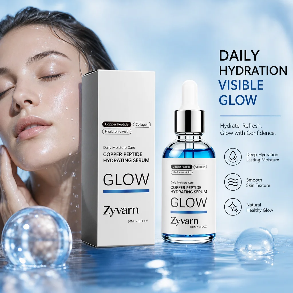 Copper Peptide Face Serum Hydrating Moisturizing Daily Skin Care Gentle Formula For Sensitive Skin Women Men 30ml All Skin