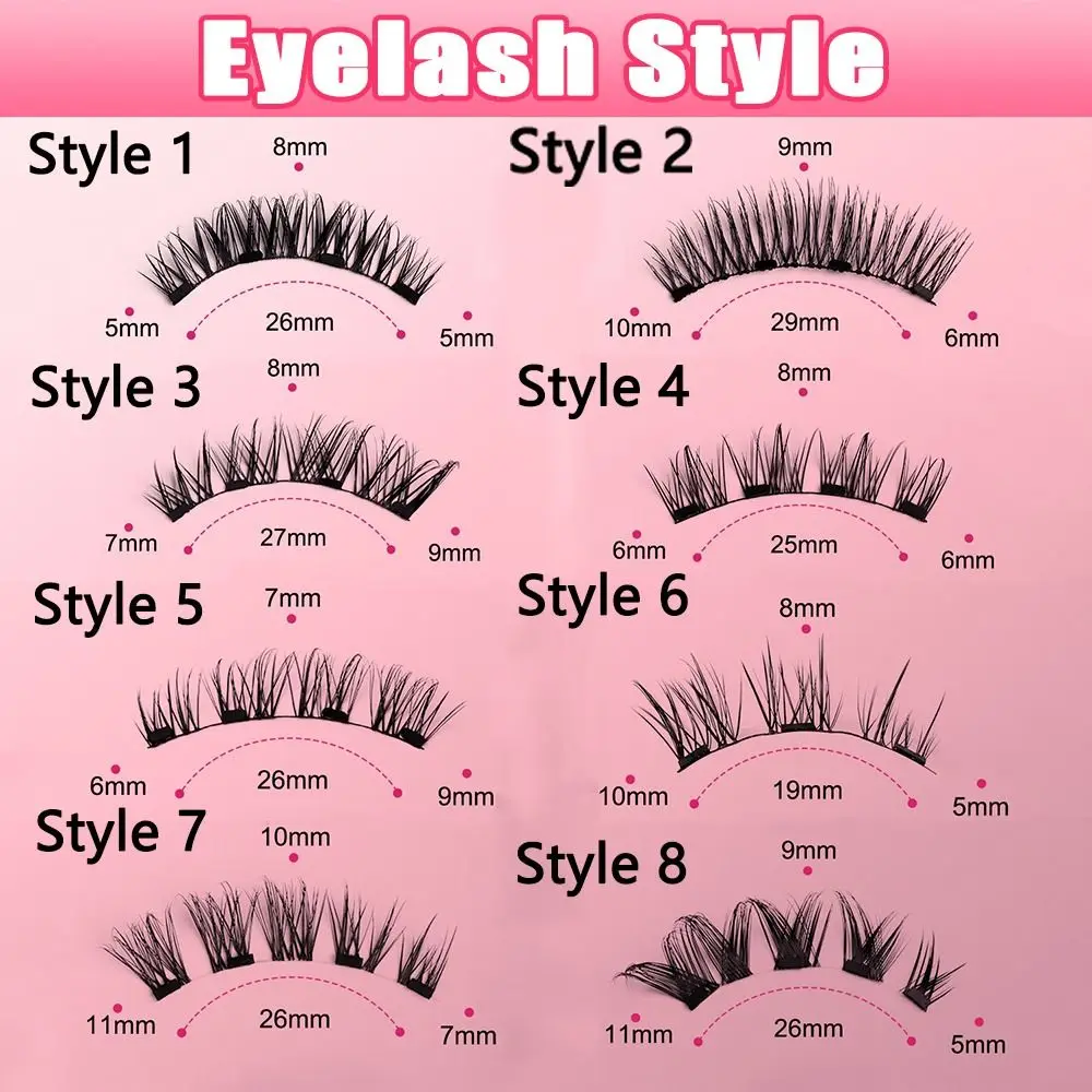 Fashionable Natural Magnetic Eyelash Kit Reusable 3D Non-glue False Eyelashes Glue-free Wispy Long Manga Lashes Novice