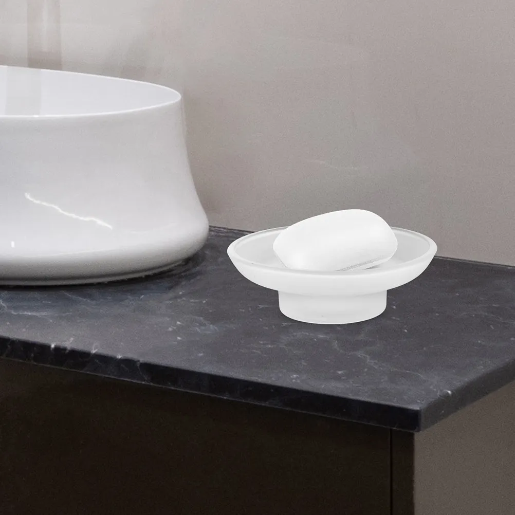 

Transparent Glass Soap Dish Round Elegant Non-Slip Base Bathroom Sink Countertop Holder Kitchen Shower Bar Soap Tray