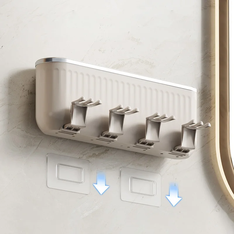 Wall-mounted Toothbrush Holder No Punching Multifunctional Toothbrush Rack Toothpaste Squeezer Storage Box Bathroom Accesories