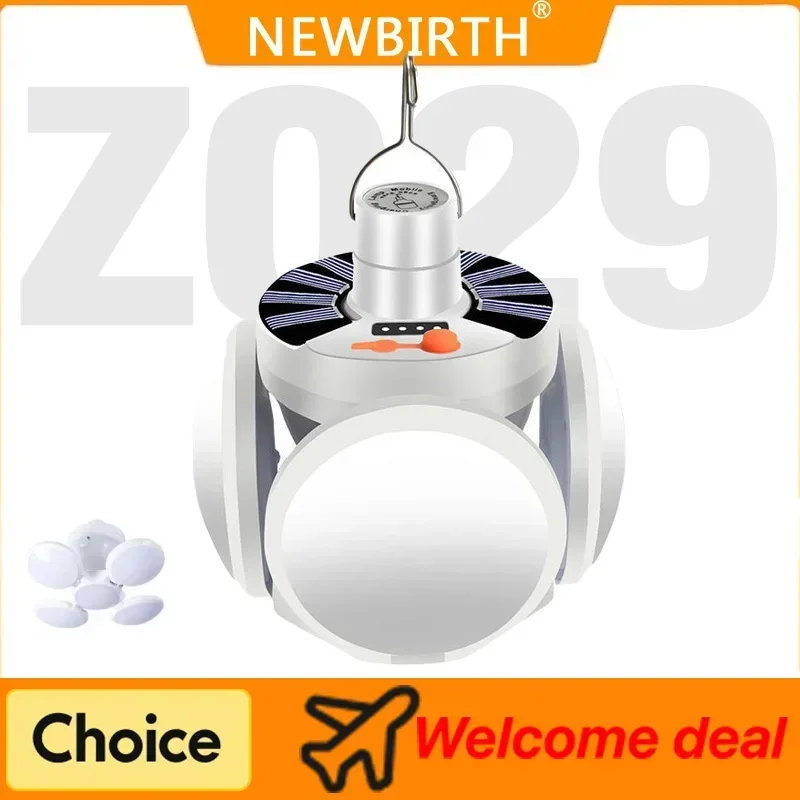 Portable Solar Camping Lantern-Waterproof Outdoor Tent Light w/ Hanging Hook, Folding LED Light for Emergency Hiking Fishing BBQ