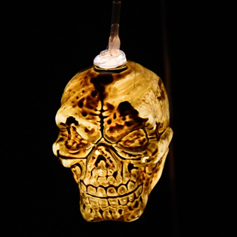 Promotion! Halloween Decoration-Outdoor Light, Solar Skull Wind Chime Light Suitable For Outdoor Halloween Party, Christmas