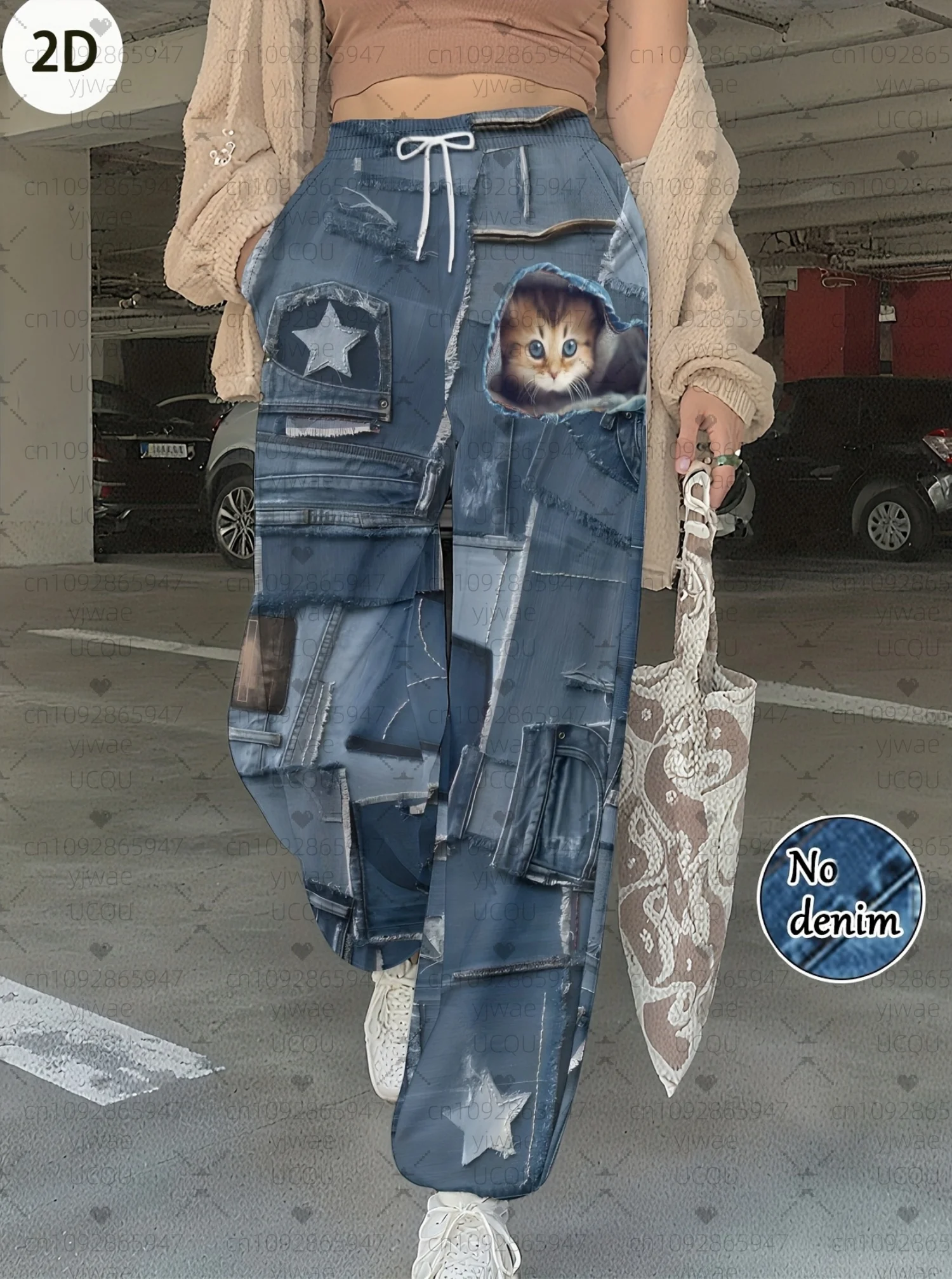 

2025 повседневные зимние женские брюки-джоггеры без джинсов с милым котом и рисунком в стиле ретро, уличные женские и мужские длинные брюки, женская одежда