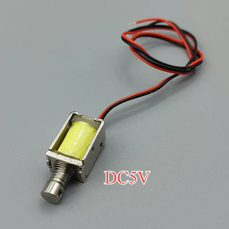 DC 3V 5V 6V 9V 12V 8Mm * 10Mm Mini Push-Pull Melalui Tipe Mikro DC Elektromagnet Bingkai Terbuka Pegas Solenoid Magnet Stroke 4Mm