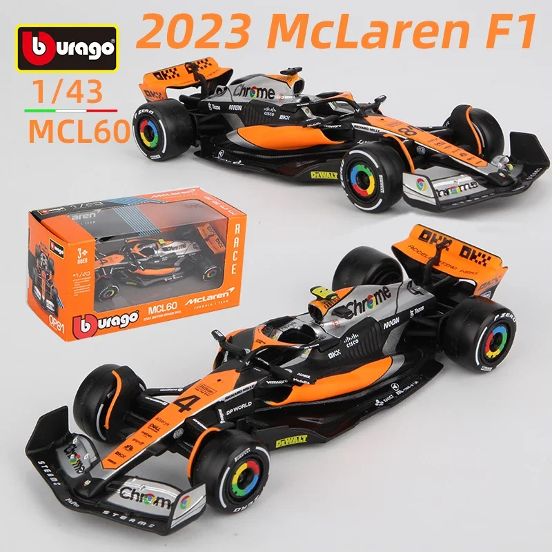 Bburago 1:43 2023 Mclaren F1 MCL60 #4 Lando Norris #81 Oscar Piastri Alloy Car Die Cast Model Formula Racing Toy Collectible