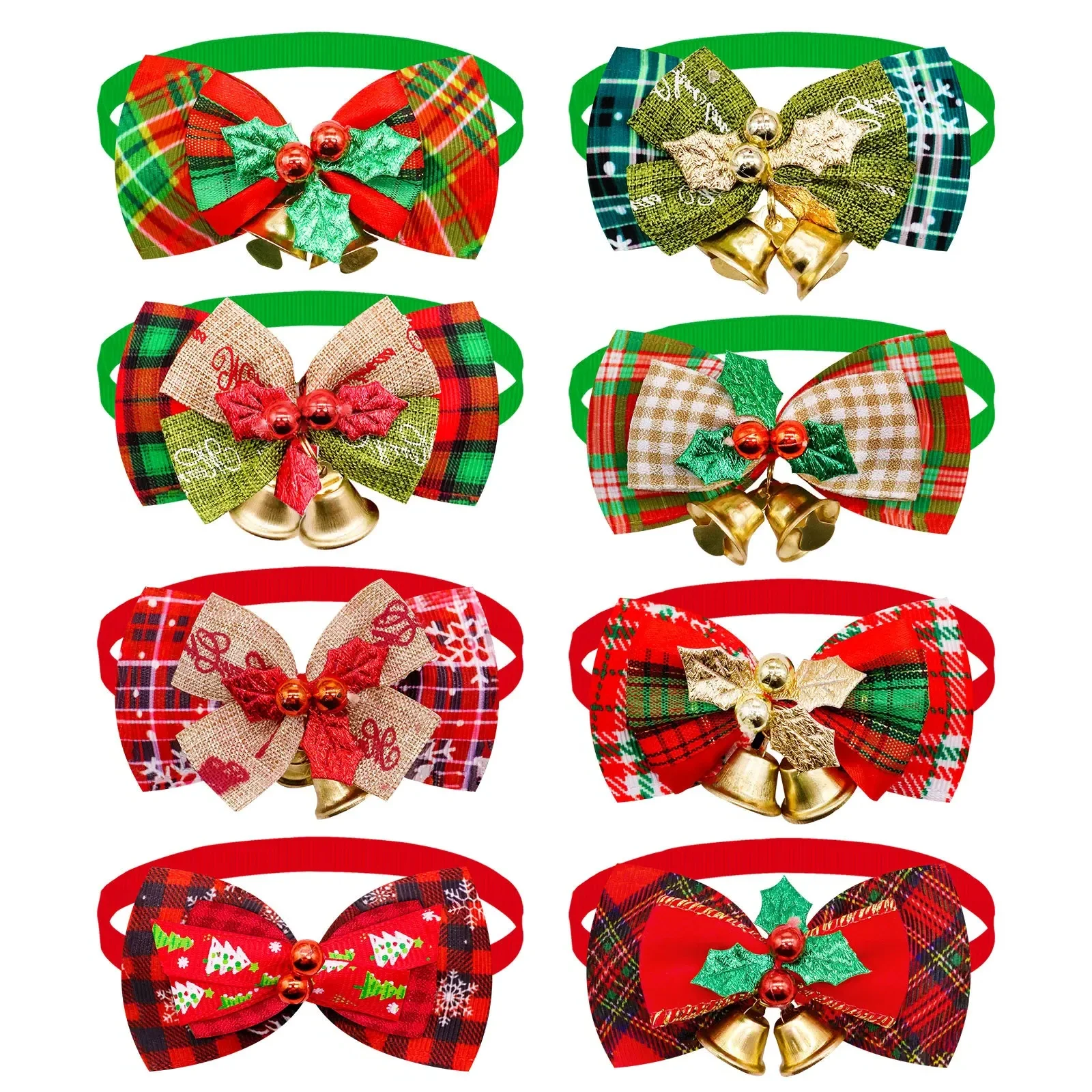 

20pcs/lot Plaid Dog Bowtie Christmas Style Cat Xmas Neckties for Small Dog Holiday Party Dog Accessories for Small Dogs