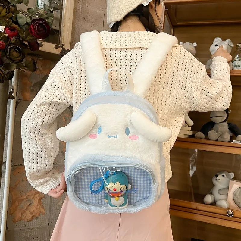 Cute Cartoon Kawaii Sanrioed Kuromi My Melody Cinnamoroll Hello Kitty Plush Backpack for Student Storage Pain Bag Backpack