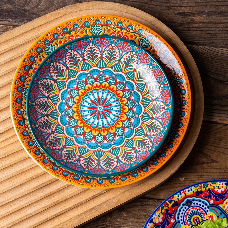 

1pc Vintage Ceramic Plates/Steak plate/Western Dining plates/Flat Dish/Shallow plates, Large plates, Commercial plates 6.5-10 in