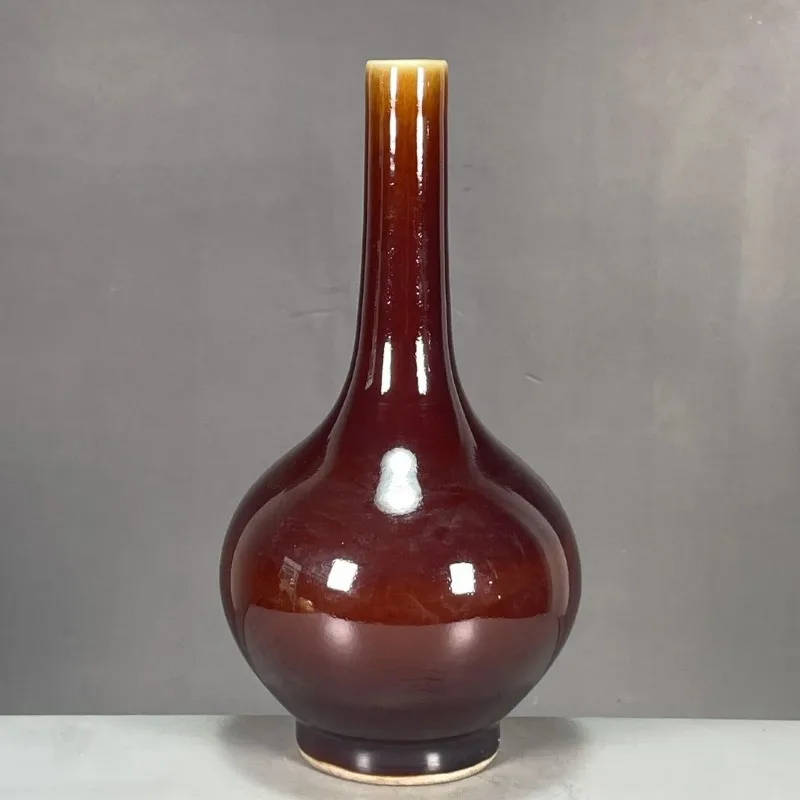 

Китайская фарфоровая ваза Qing Yongzheng с красной глазурью 7,7 дюйма