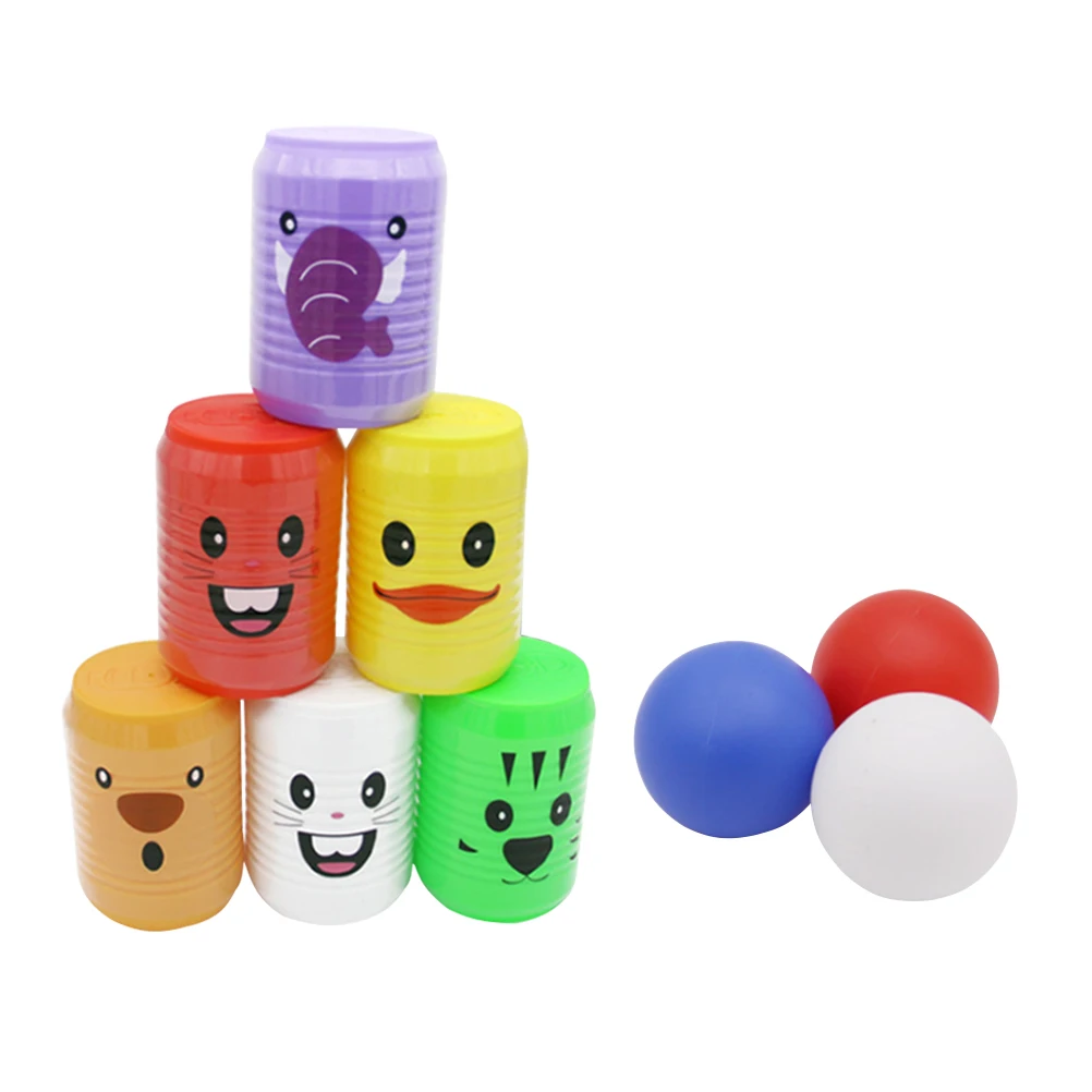 

Bowling Ball Toy Indoor/outdoor Sports Kids Cartoon Cans and Balls Set Children