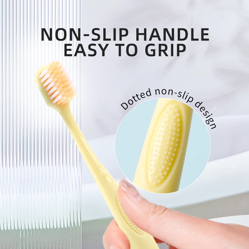 

4-Piece Adult Toothbrush Set: High-density Soft Bristles, Wide Head. Ergonomic & Anti-slip Grip, Safe PP Material