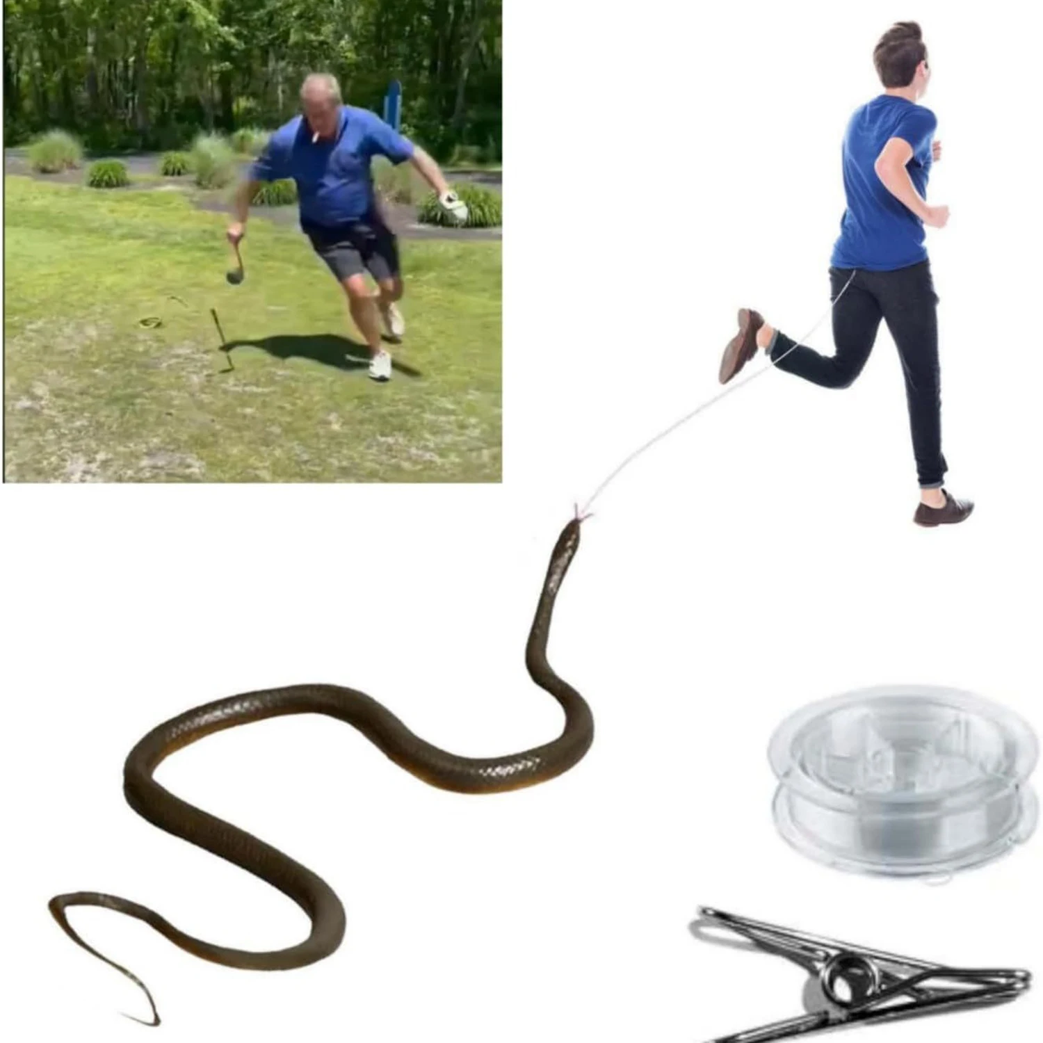 

New and unique prop snake simulation scares bugs, Halloween soft rubber snake, rubber snake with string and clip