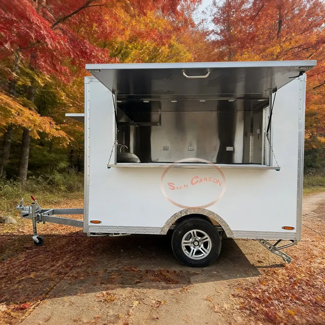 

Portable Fiberglass Food Vending Trailer Mobile Food Truck with Sink And Storage Cabinets for Catering Business
