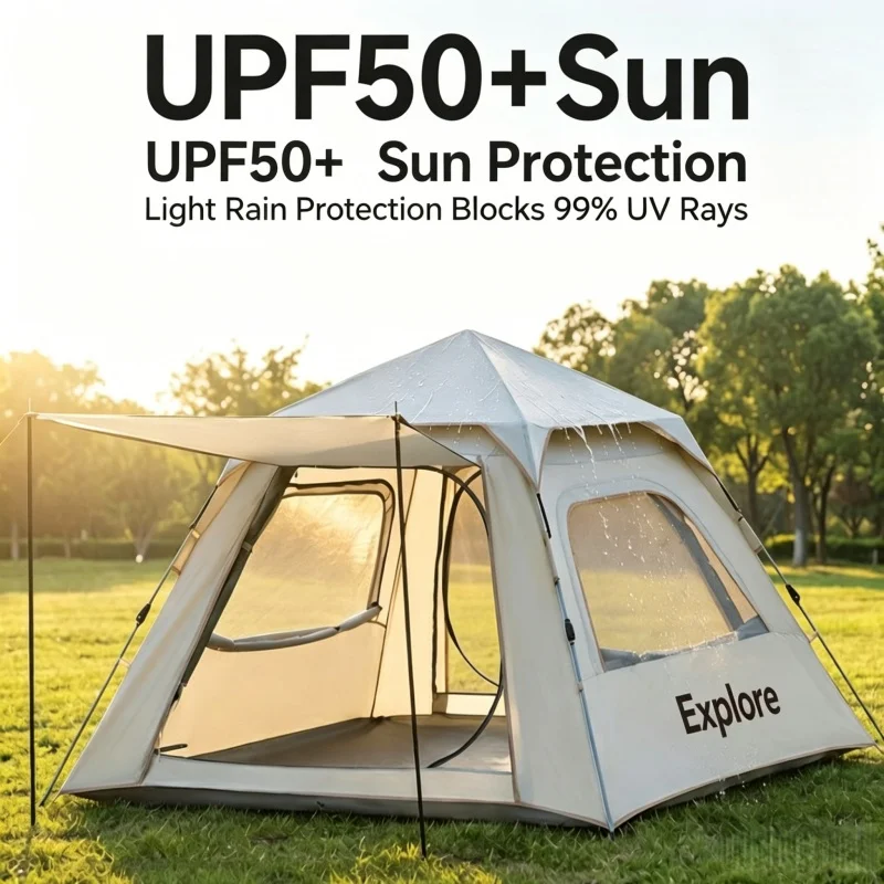 3-4 Person Automatic Pop-Up Camping Tent, Waterproof and Windproof Home Tent with Sunshade, Suitable for Outdoor Camping Trips
