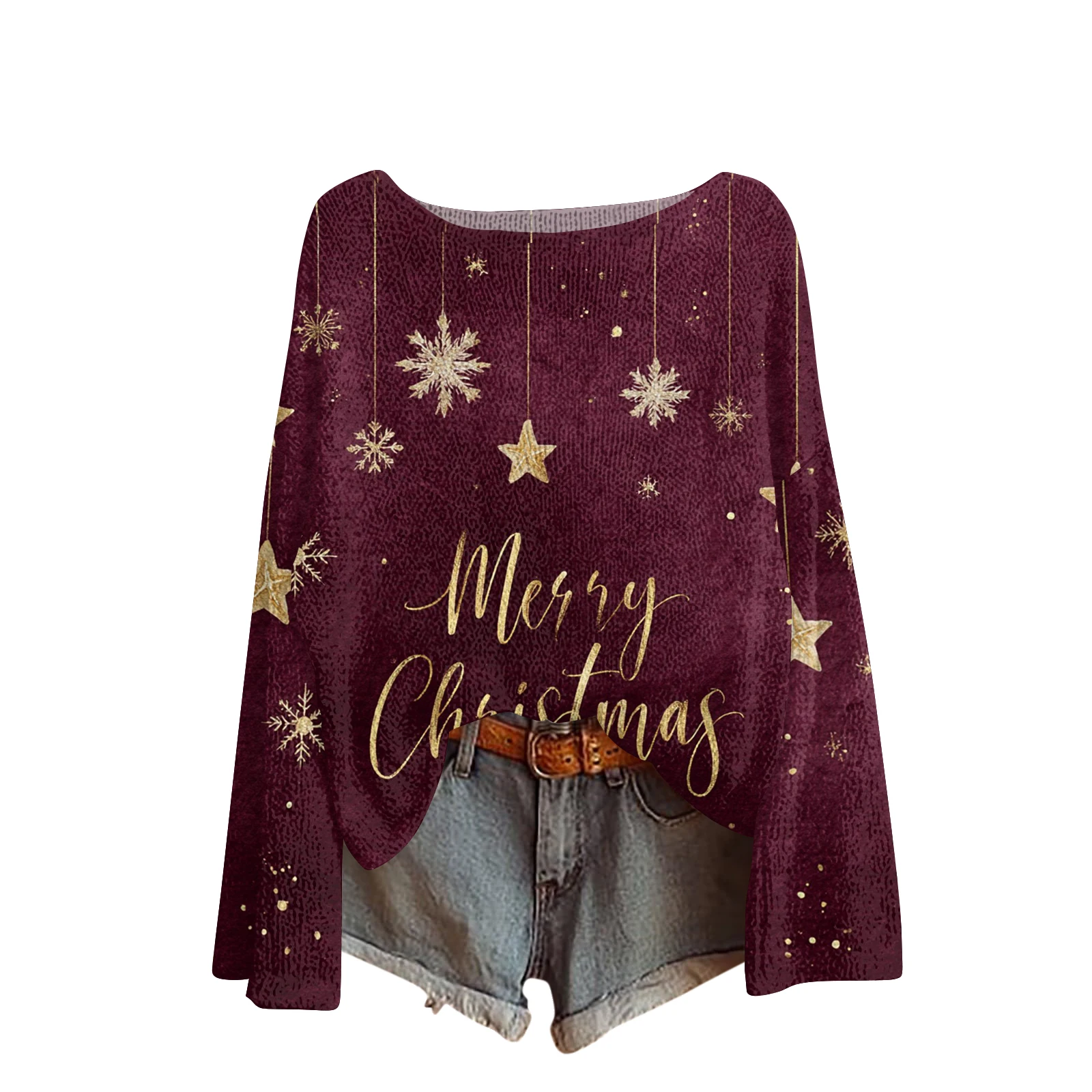 Femmes col rond léger pull décontracté à manches longues noël imprimé tricot pull Pulls Femmes Ropa De Mujer Femme vêtements