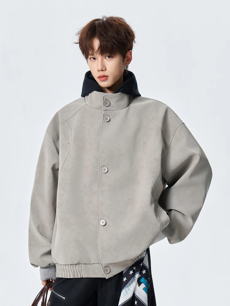 

Мужская куртка Wassup American High Street с капюшоном из искусственной кожи, в стиле ретро, повседневная, модная, ветрозащитная, из полиэфирного волокна