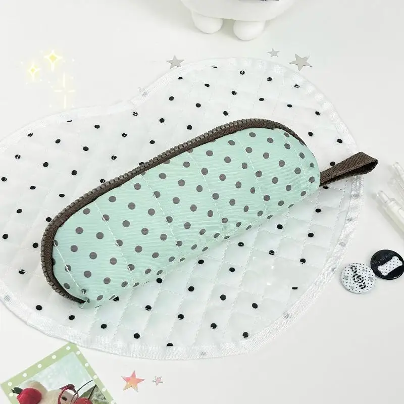 Ästhetisches Polka-Dot-Federmäppchen, tragbar, koreanischer Stil, Handtaschenformat, große Kapazität, Schreibwaren-Organizer für Studenten, 1 Stück – Detail 7
