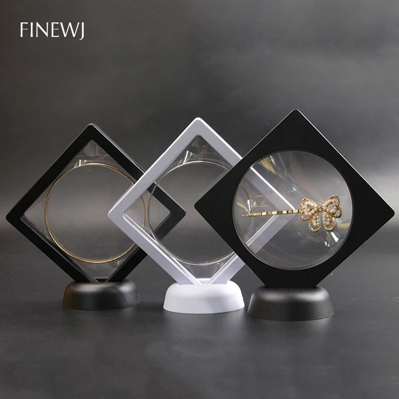 3D Floating Picture Frame Jewelry Display Shadow Box Stand Rack Coin Ring Pendant Holder Protection Gems Stone Presentation Case