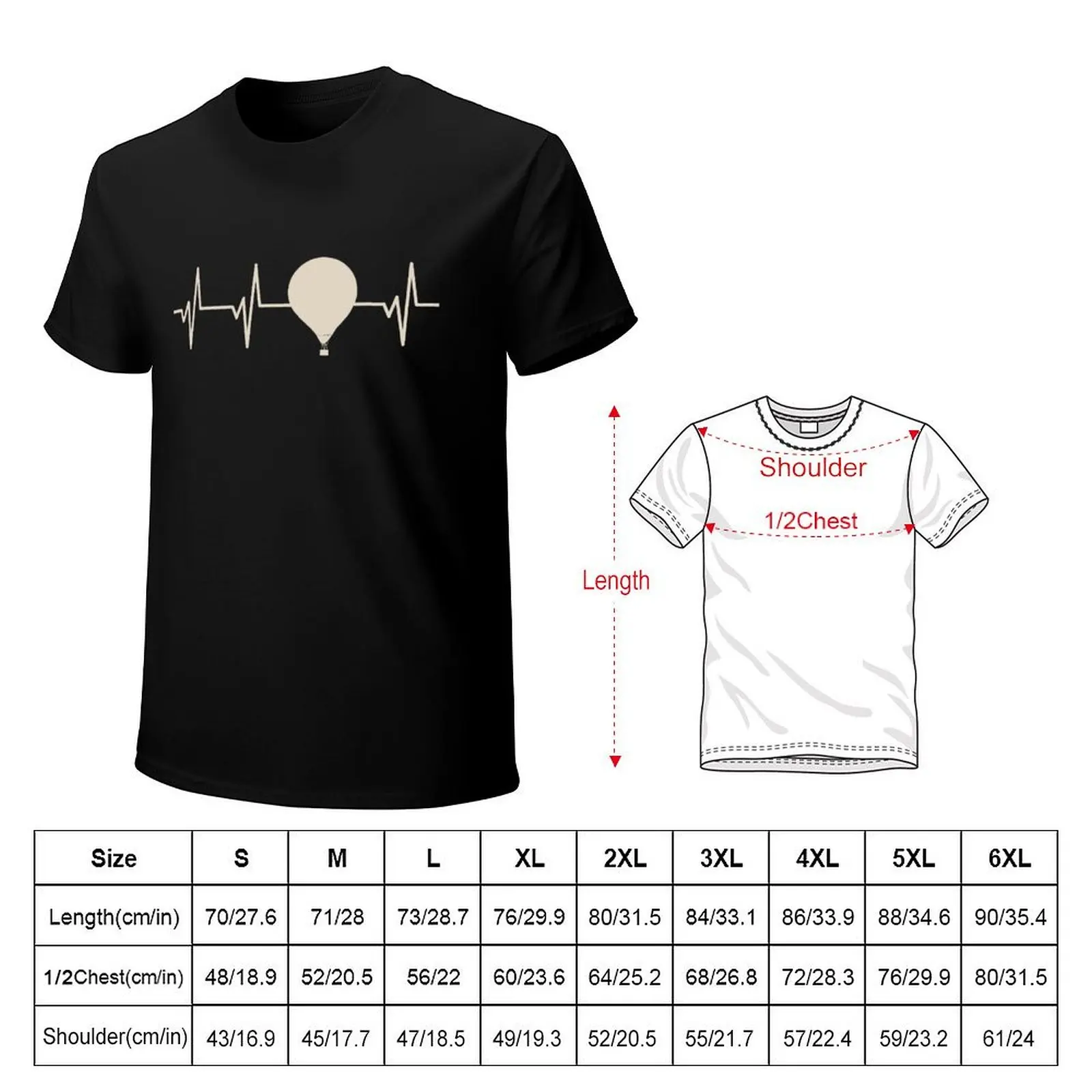 Hot Air Balloon Heartbeat Pulse Gift For Hot Air Ballooning Lovers T-Shirt Casual Holiday Short Sleeve Tee