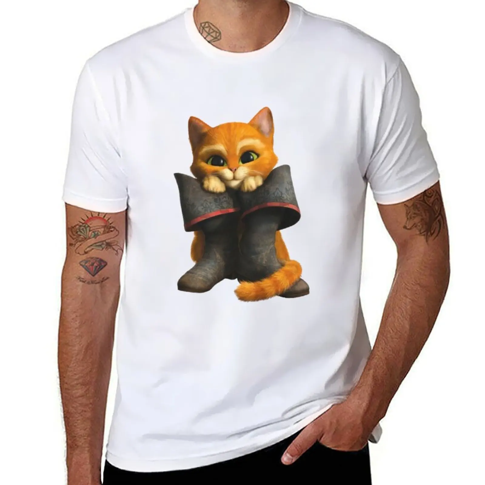 

Puss in Boots T-Shirt graphic t shirts for man cotton tshirt 100% T-Shirt