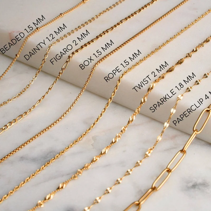 18k Gold Plated Waterproof Stainless Steel O Chain for Necklace Women Girls Chain Link Chokers Jew