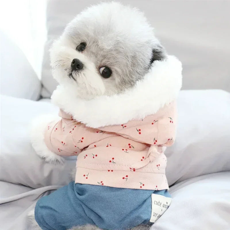 Winter Dog Outfit Thicken Warm Dog Clothes Jumpsuit Coat Jacket Puppy Overalls Yorkshire Pomeranian Poodle Bichon Costume