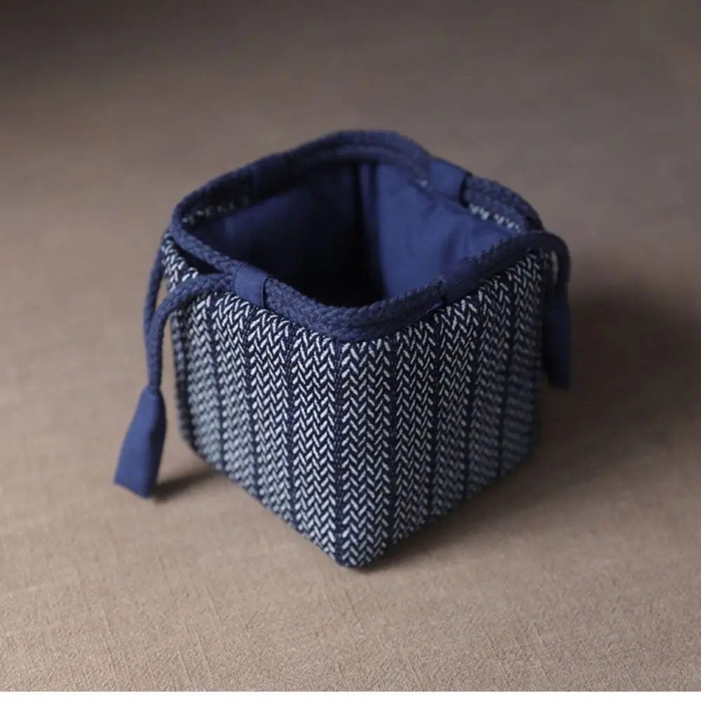 Chinese Style Teapot Cup Cotton Protect Cloth Bags Dustproof Breakage-proof Teacup Drawstring Cloth Pouch Practical Denim