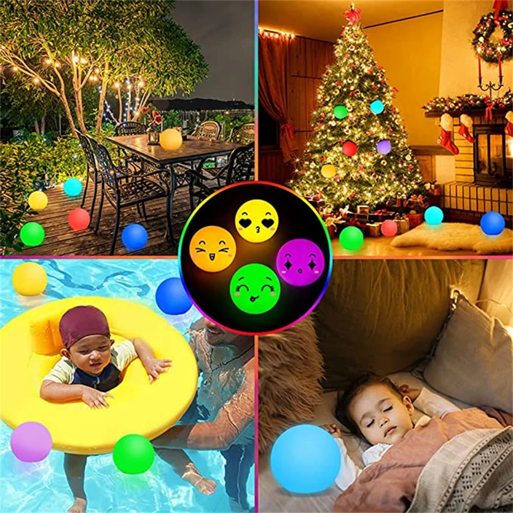 2pcs Floating Pool Lights 16 Color Changing RGB LED Ball Lights IP67 Waterproof 7.8cm Hot Tub Night Lights Pool Toys Cy