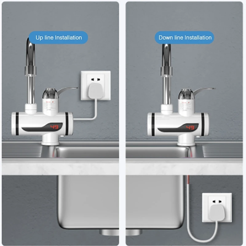 Imagem -06 - Instantâneo Tankless Elétrico Aquecedor de Água Quente Torneira da Cozinha Aquecimento Instantâneo Tankless Aquecedor de Água Fria do Banheiro 3000w