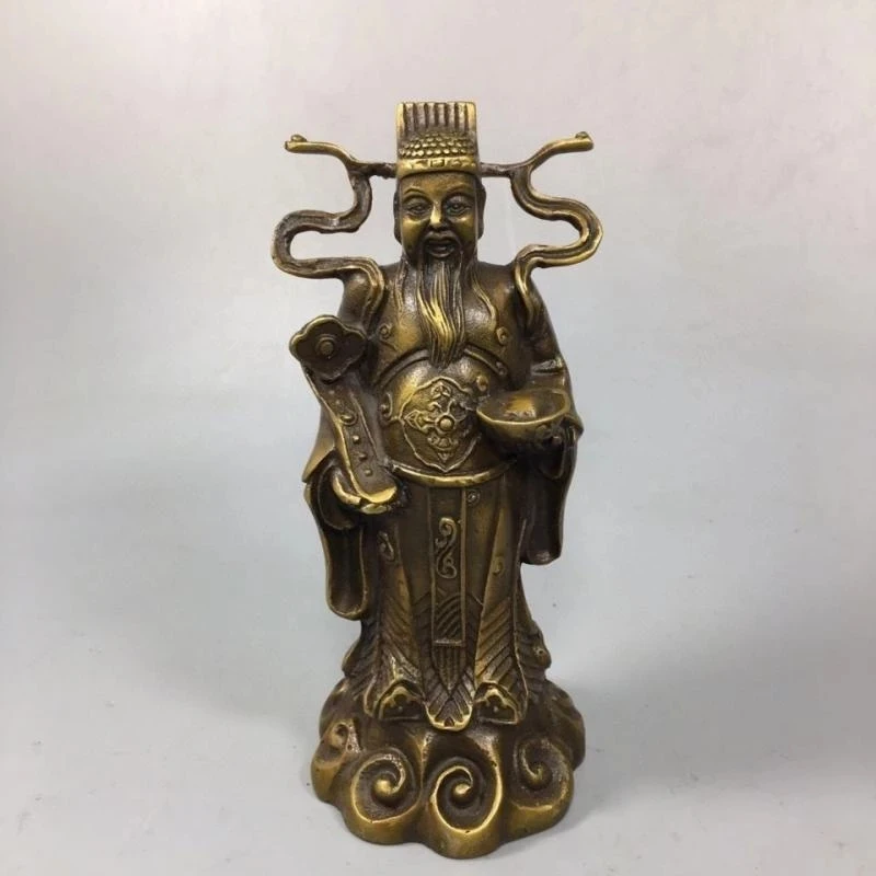 

Chinese Fengshui Old Bronze Ruyi God of Wealth Yuanbao Mammon Auspicious Statue