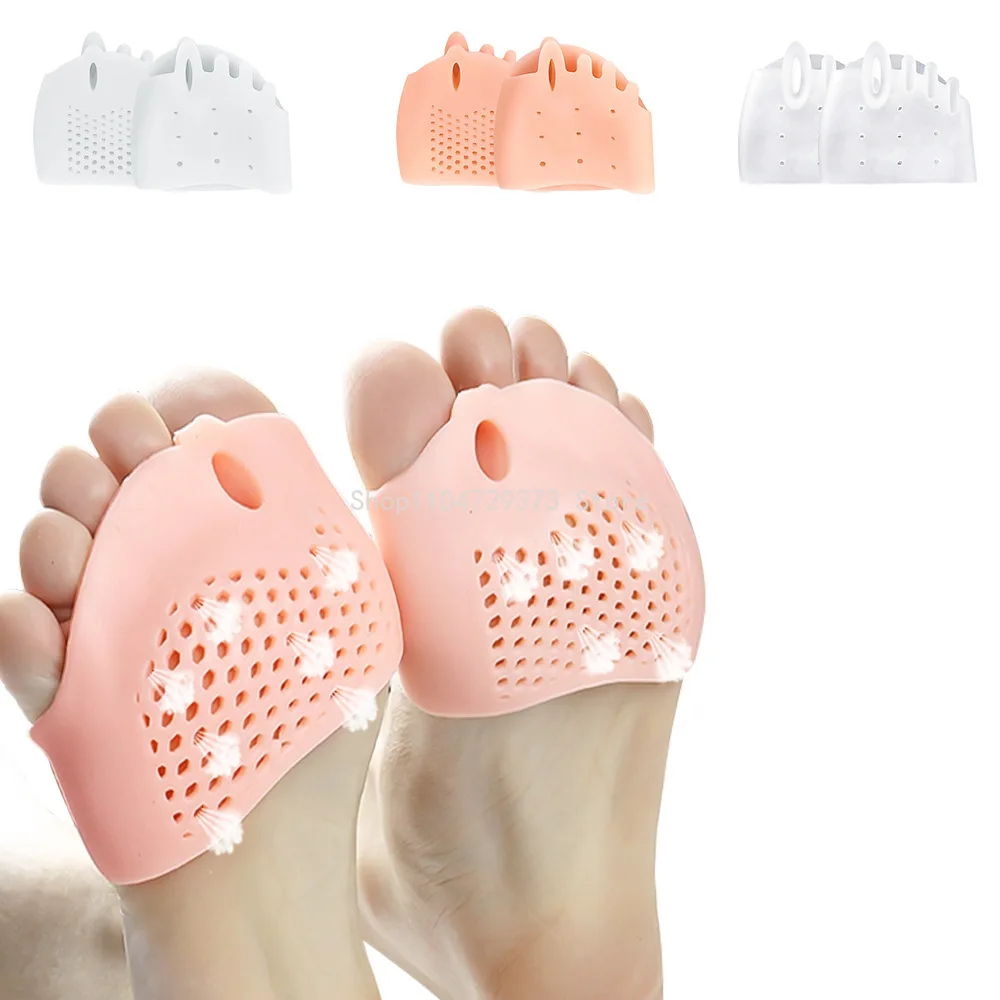 Almohadillas de Gel correctoras de Hallux Valgus, almohadillas para el cuidado de los pies, almohadillas para el antepié, cojín separador de dedos de silicona, plantillas para zapatos para aliviar el dolor, 1 par