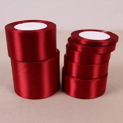 Single Face Satin Ribbon Bright Red 25 Yards Wholesale DIY Supplies Gift Wrapping Christmas Apparel Sewing Fabric Ribbon
