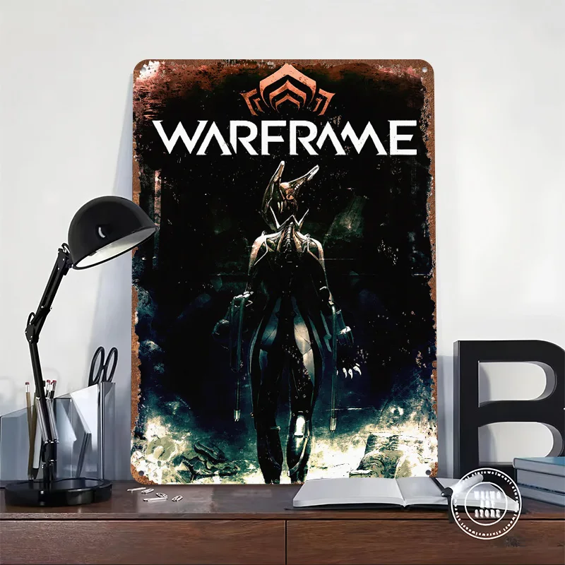 Warframe Game Metal Poster Customized Wall Art Retro Vintage Tinplate Signs for Interior Decoration Living Room Accessories Home