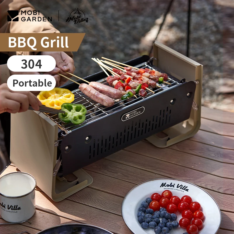 

MOBI GARDEN Barbecue Stove Grill Exquisite Camping Outdoor Carbon Plate 304 Stainless Steel Carbon BBQ Desktop Cookware Portable