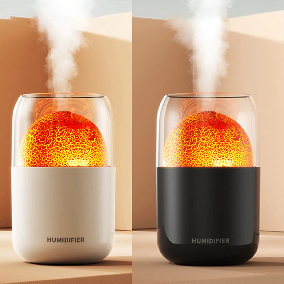 Diffuseur d'aromathérapie pour la maison, humidificateurs à brume fraîche, diffuseur de flamme, arrêt automatique, noir, 300ml, 8 heures