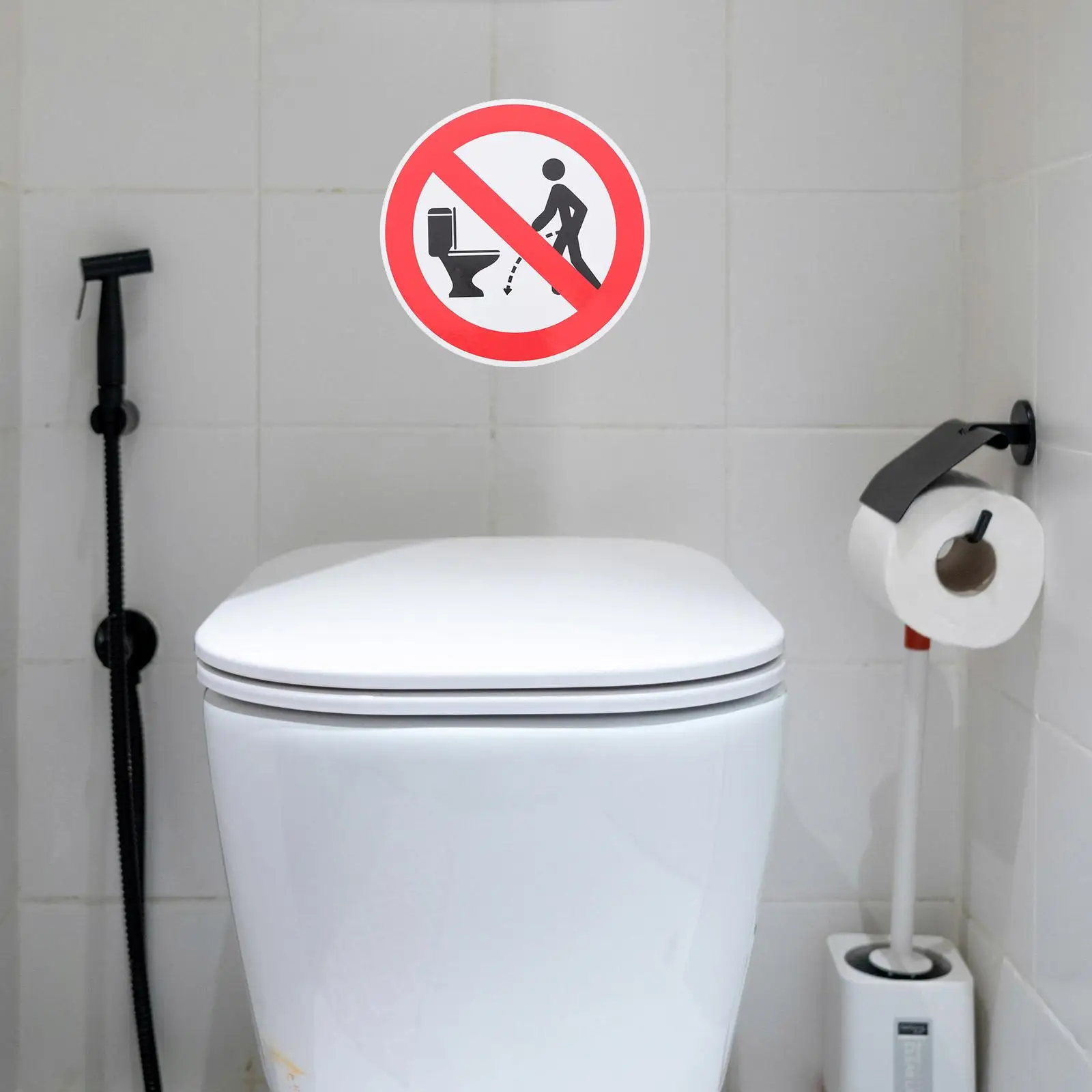 8 Pcs Bathroom Stickers No Public Restroom Signs Waterproof PVC Pee Reminder Cleanliness Enhancer Restroom Wall Decals Traffic