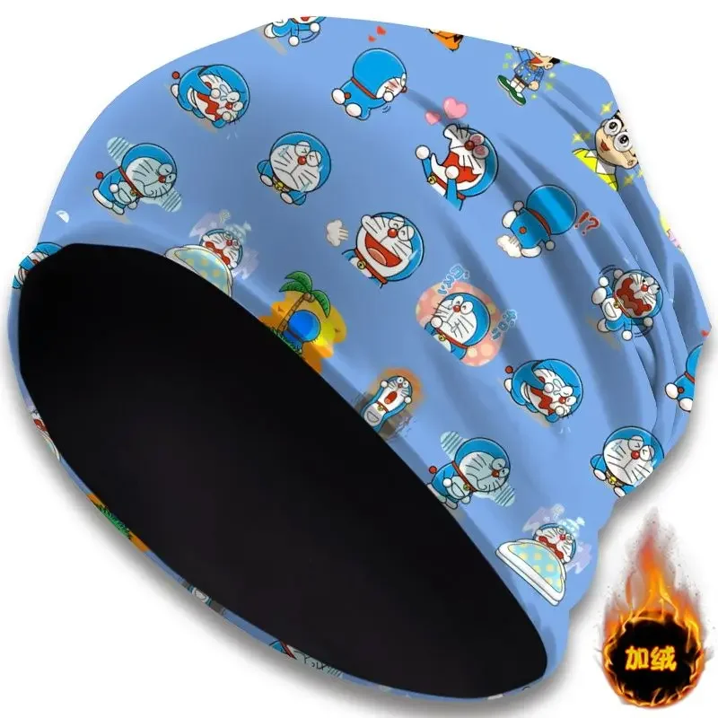 Anime peripheral graffiti Doraemon, Doraemon, Doraemon, robot cat, children's head cap, winter plush parent-child pile cap