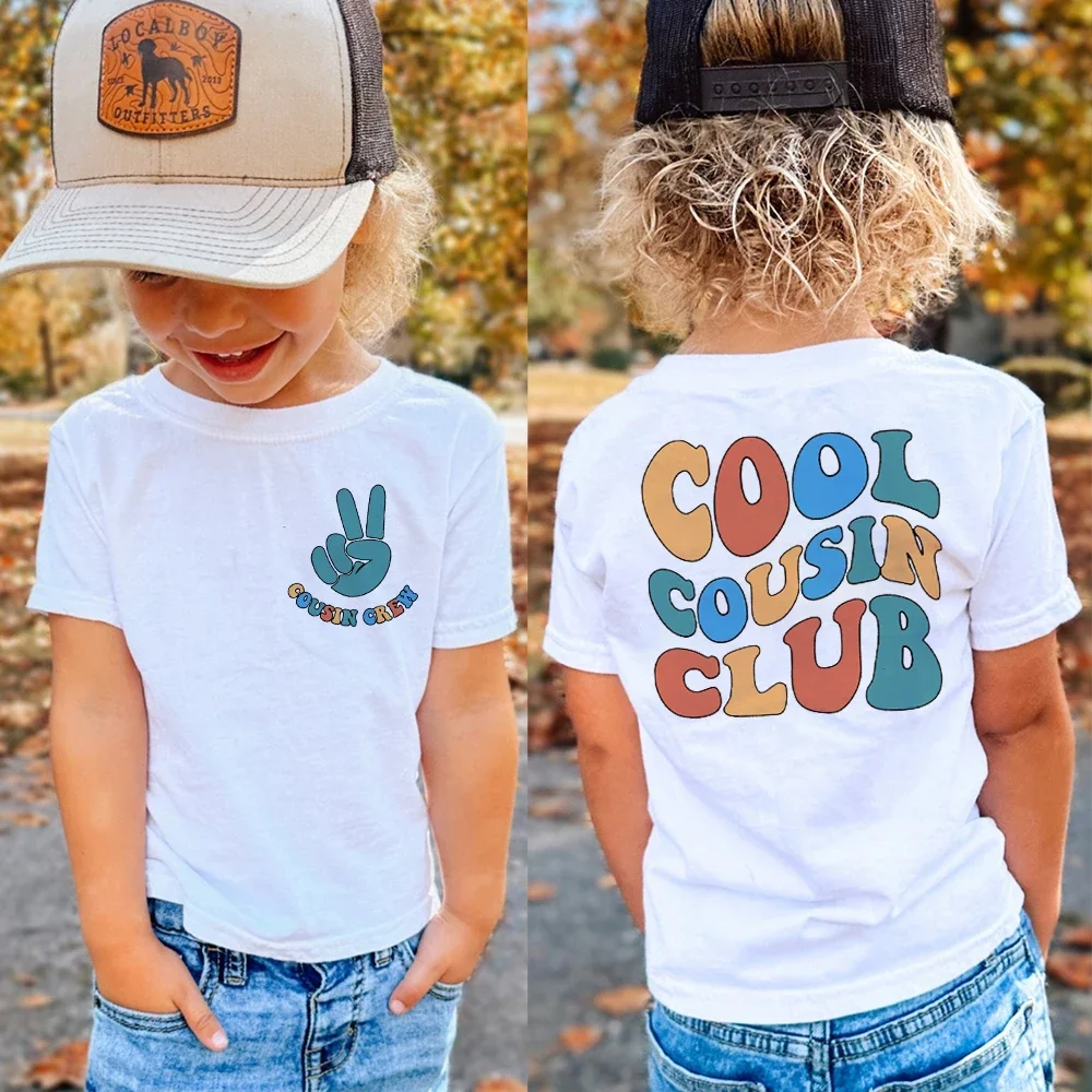 Cool Cousin Club Print Child Shirt New Cousin Birthday Shower Party Outfit T-shirt Family Reunion Kids Tee Boys Girls Retro Tops