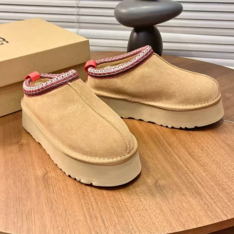 2027 Nowe Klasyczne Ultra Mini Botki na Platformie Skórzane Zamszowe Wełniane Wygodne Zimowe Damskie Kapcie z Futrem K98 ‮ 34-53 SeziS UggS – rozmiar