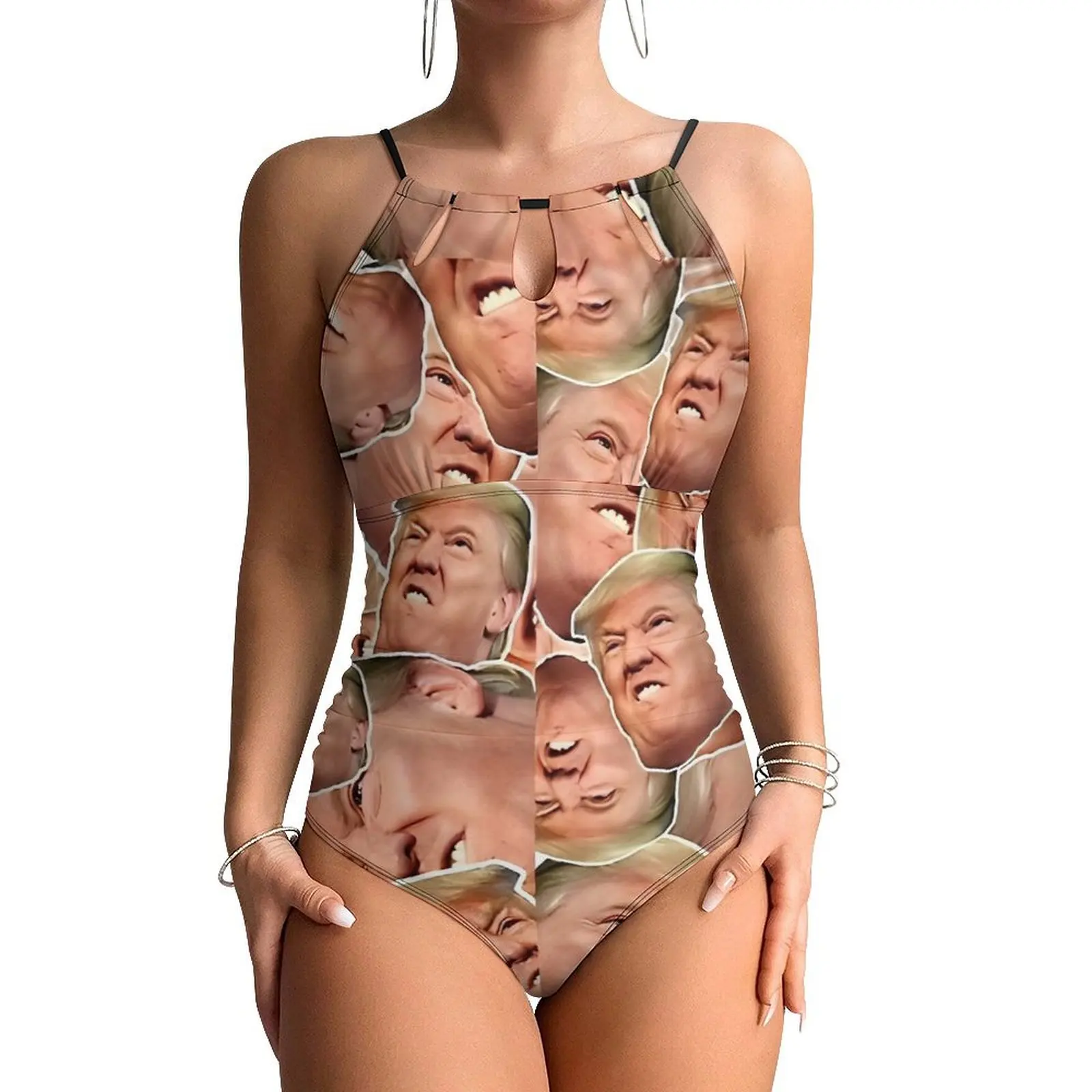 Donald Trump Funny Meme Swimsuit Sexy  One Piece Swimwear Push Up Bodysuit Stylish Surfing Beachwear