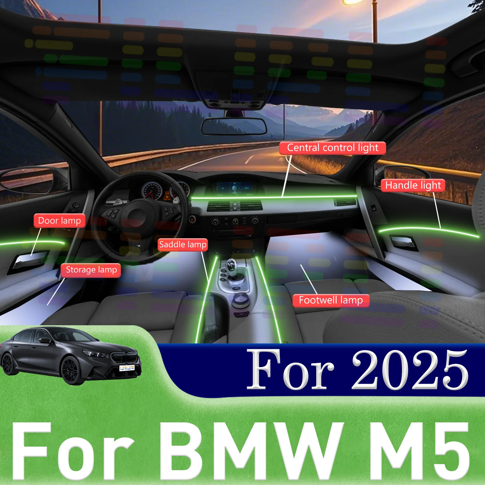 

For BMW M5 G90 Design Your Dream Cabin Lighting with Our Versatile LED Ribbon Kits Featuring Full App Control and Rainbow Effect
