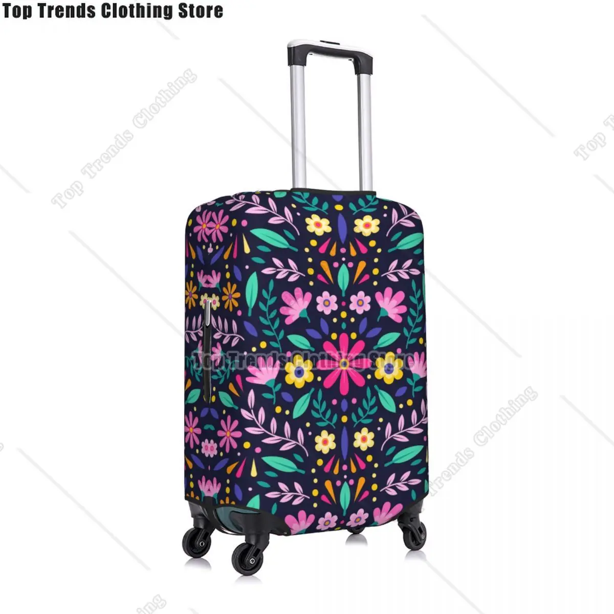 Colourful Floral Mexican Flowers Luggage Cover Elastic Travel Suitcase Protective Covers Suit For 18-32 inch